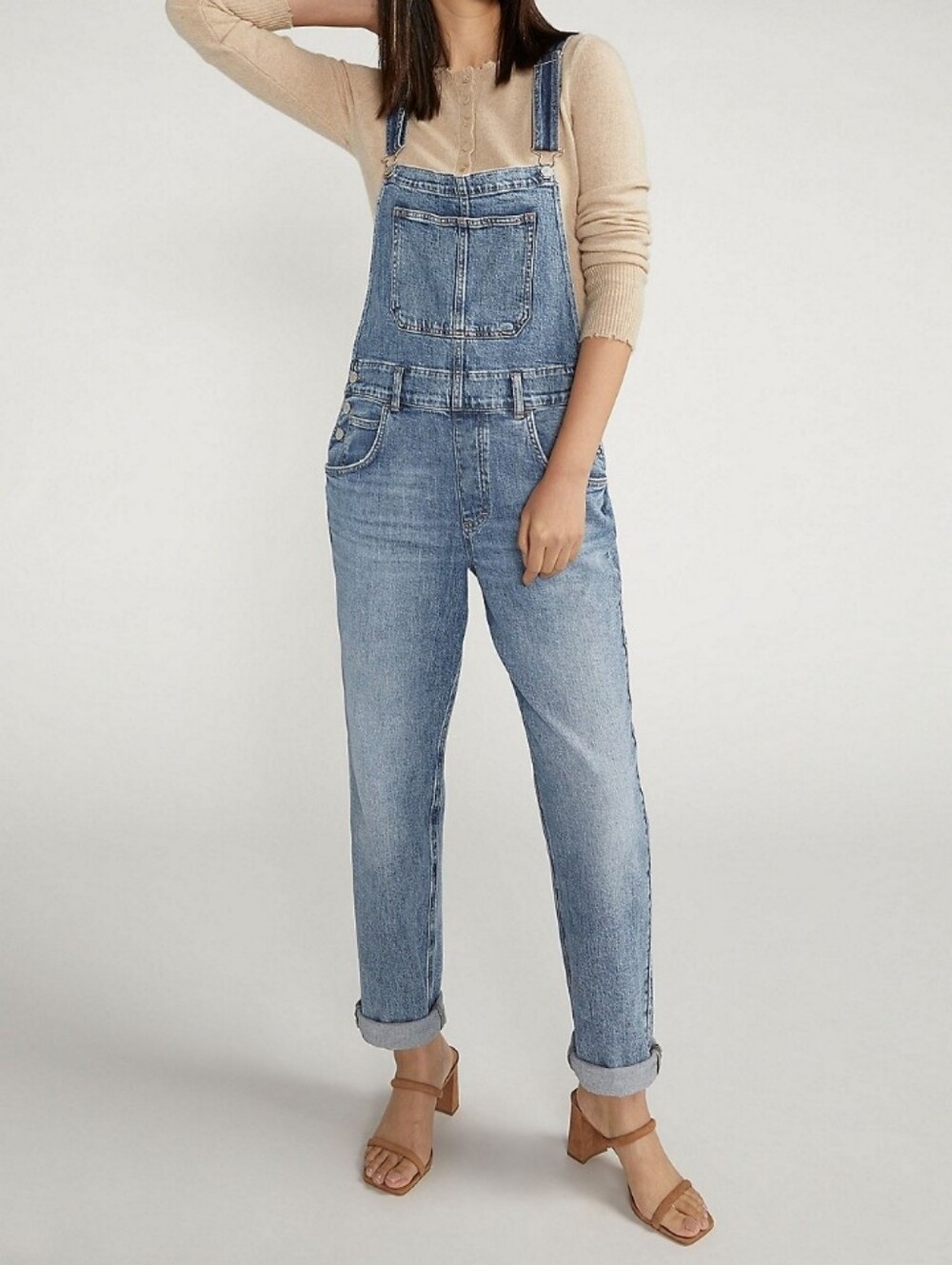 🆕️👖Silver Womens Denim Blue Jean Bib Overalls, Sz 13